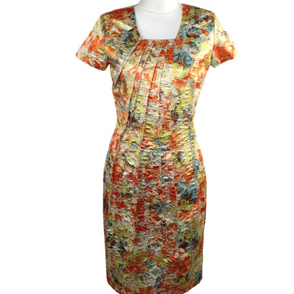 Erin Healy One of a Kind Custom Made Orange Blossom Polished Brocade Dre… - Picture 6 of 11